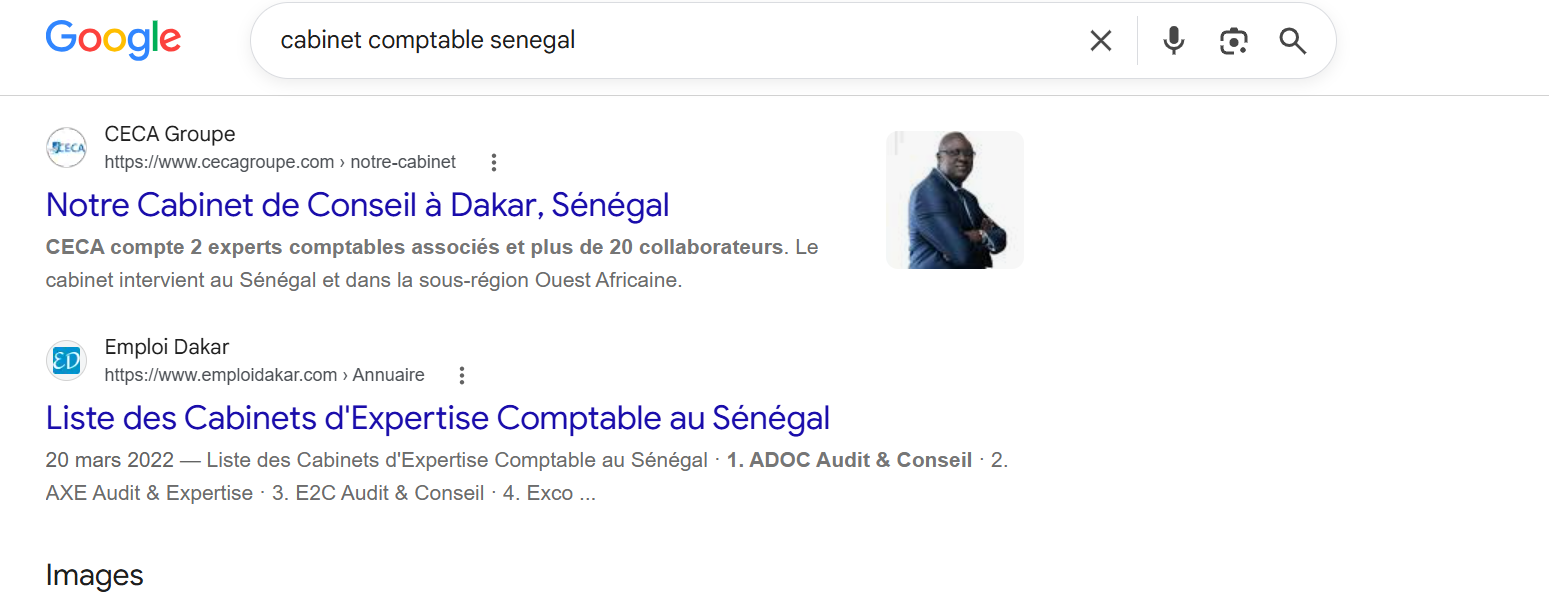 capture ecran google cabinet comptale senegal